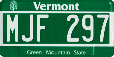 VT license plate MJF297