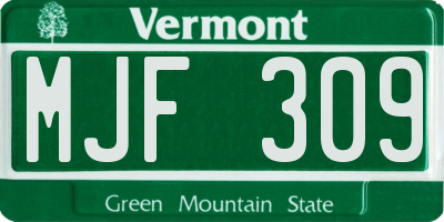 VT license plate MJF309