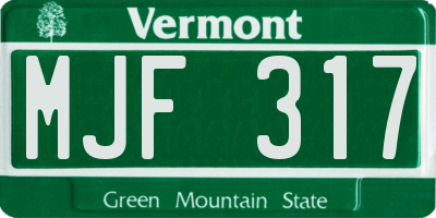 VT license plate MJF317