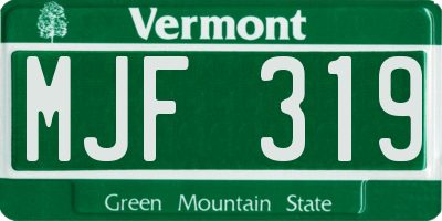 VT license plate MJF319