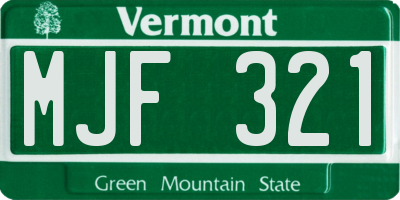 VT license plate MJF321
