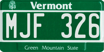 VT license plate MJF326