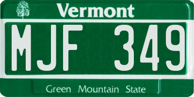 VT license plate MJF349