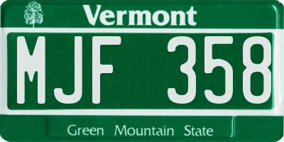 VT license plate MJF358