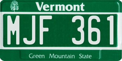 VT license plate MJF361