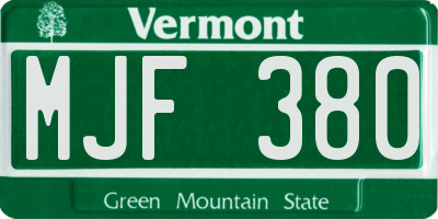 VT license plate MJF380