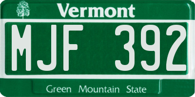 VT license plate MJF392