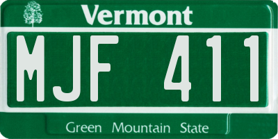 VT license plate MJF411