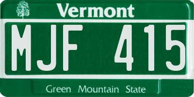 VT license plate MJF415