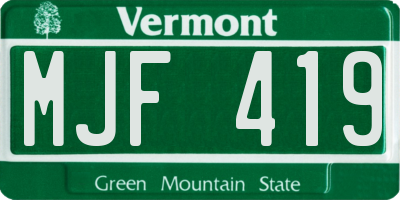 VT license plate MJF419
