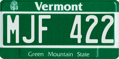 VT license plate MJF422