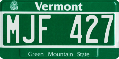 VT license plate MJF427