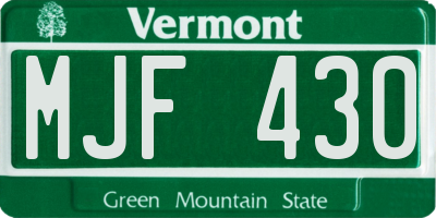 VT license plate MJF430