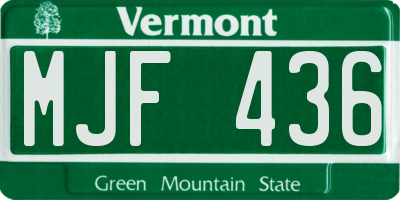 VT license plate MJF436