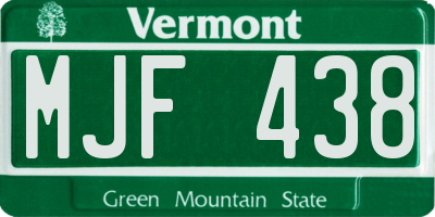 VT license plate MJF438