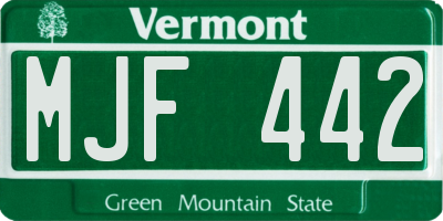 VT license plate MJF442