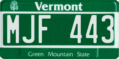 VT license plate MJF443