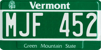 VT license plate MJF452