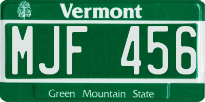 VT license plate MJF456