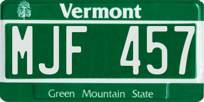 VT license plate MJF457