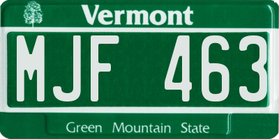 VT license plate MJF463