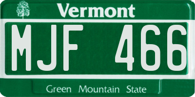 VT license plate MJF466