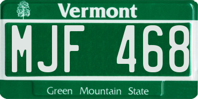 VT license plate MJF468