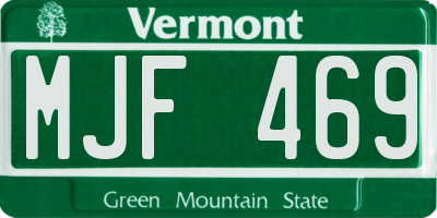 VT license plate MJF469