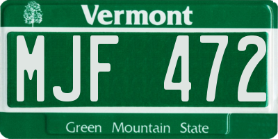 VT license plate MJF472