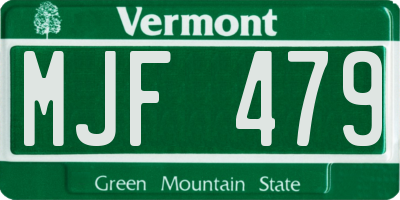 VT license plate MJF479