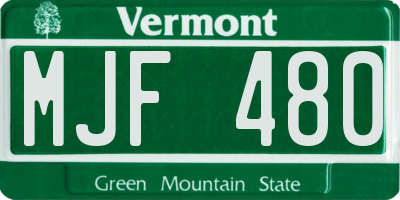 VT license plate MJF480