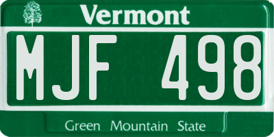 VT license plate MJF498