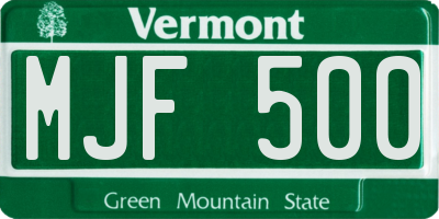 VT license plate MJF500