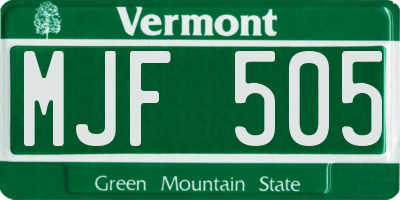 VT license plate MJF505