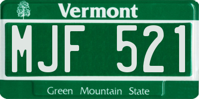 VT license plate MJF521
