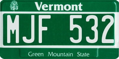 VT license plate MJF532