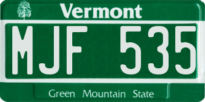VT license plate MJF535