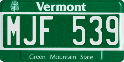 VT license plate MJF539