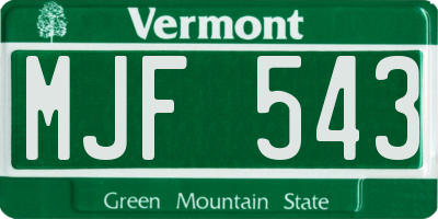 VT license plate MJF543
