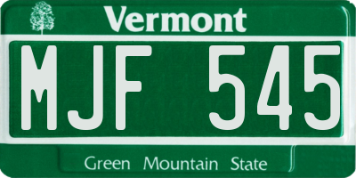 VT license plate MJF545