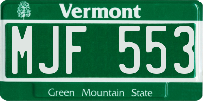 VT license plate MJF553