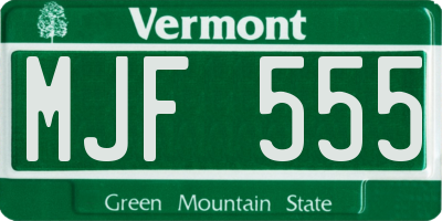 VT license plate MJF555