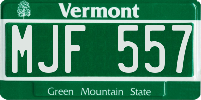 VT license plate MJF557
