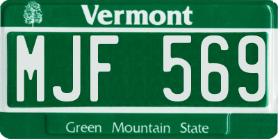 VT license plate MJF569
