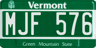 VT license plate MJF576