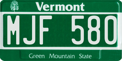 VT license plate MJF580