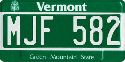 VT license plate MJF582