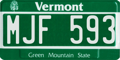 VT license plate MJF593