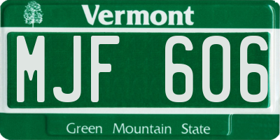VT license plate MJF606