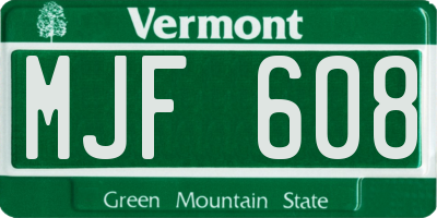 VT license plate MJF608